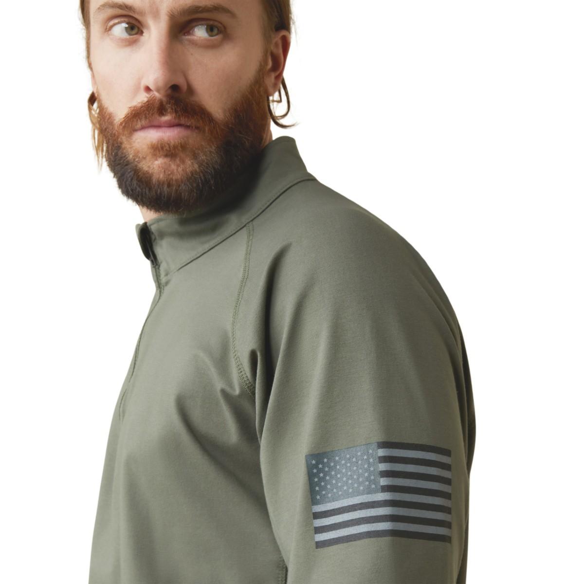 FR Combat Stretch Patriot 1/4 Zip Work Shirt in Sage